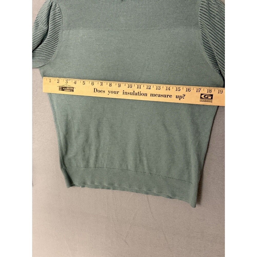 Ann Taylor Factory Knit Sweater Sage Green Boat Neck Puff Sleeve Women’s Size S - Picture 3 of 5